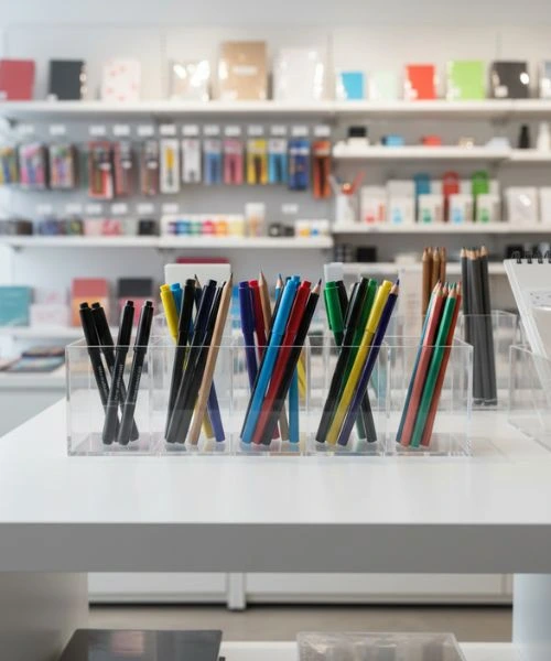 , Acrylic Desktop Stationery Organizer for Office School, Home Desk Accessories
